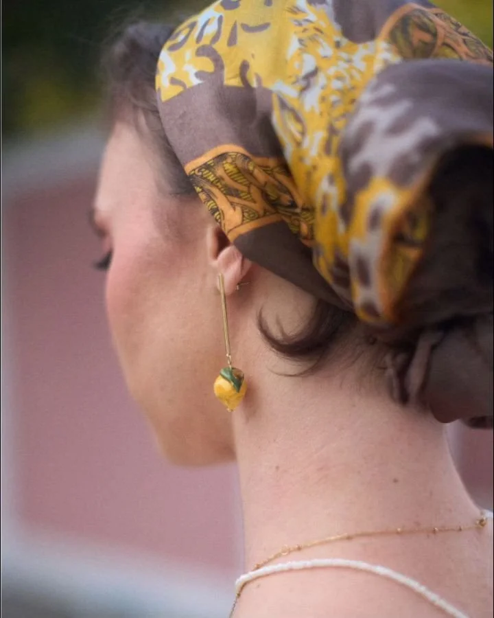 When life gives you lemons, make Limoncello! Handmade Sicilian ceramic lemons, big or small on 18k gold plated brass baton studs.

These gorgeous ceramics are handmade by a family business from Cantania in Sicily which the young sons have started tak