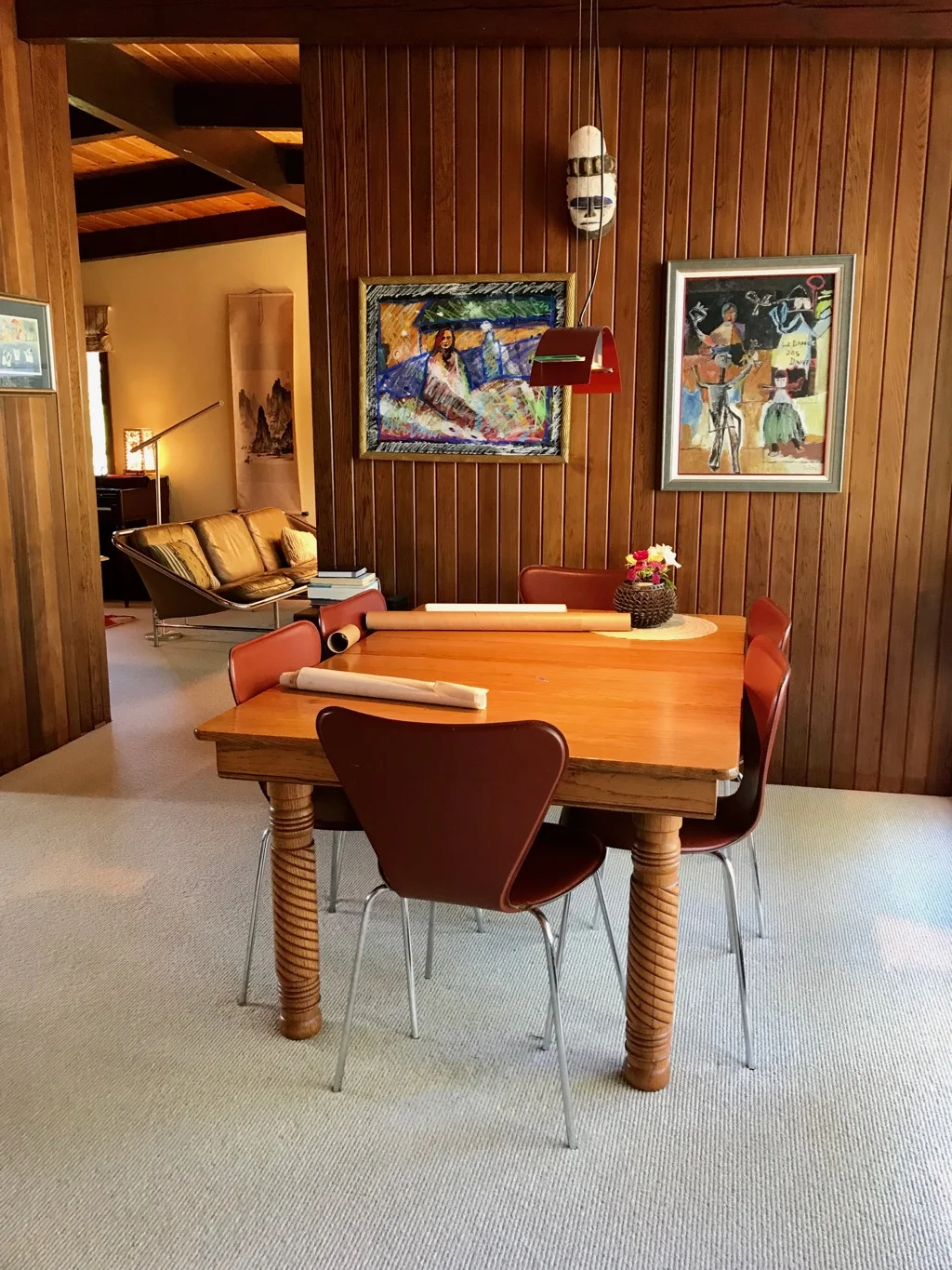 DINING ROOM TABLE WITH ORIGINAL BLUE PRINTS