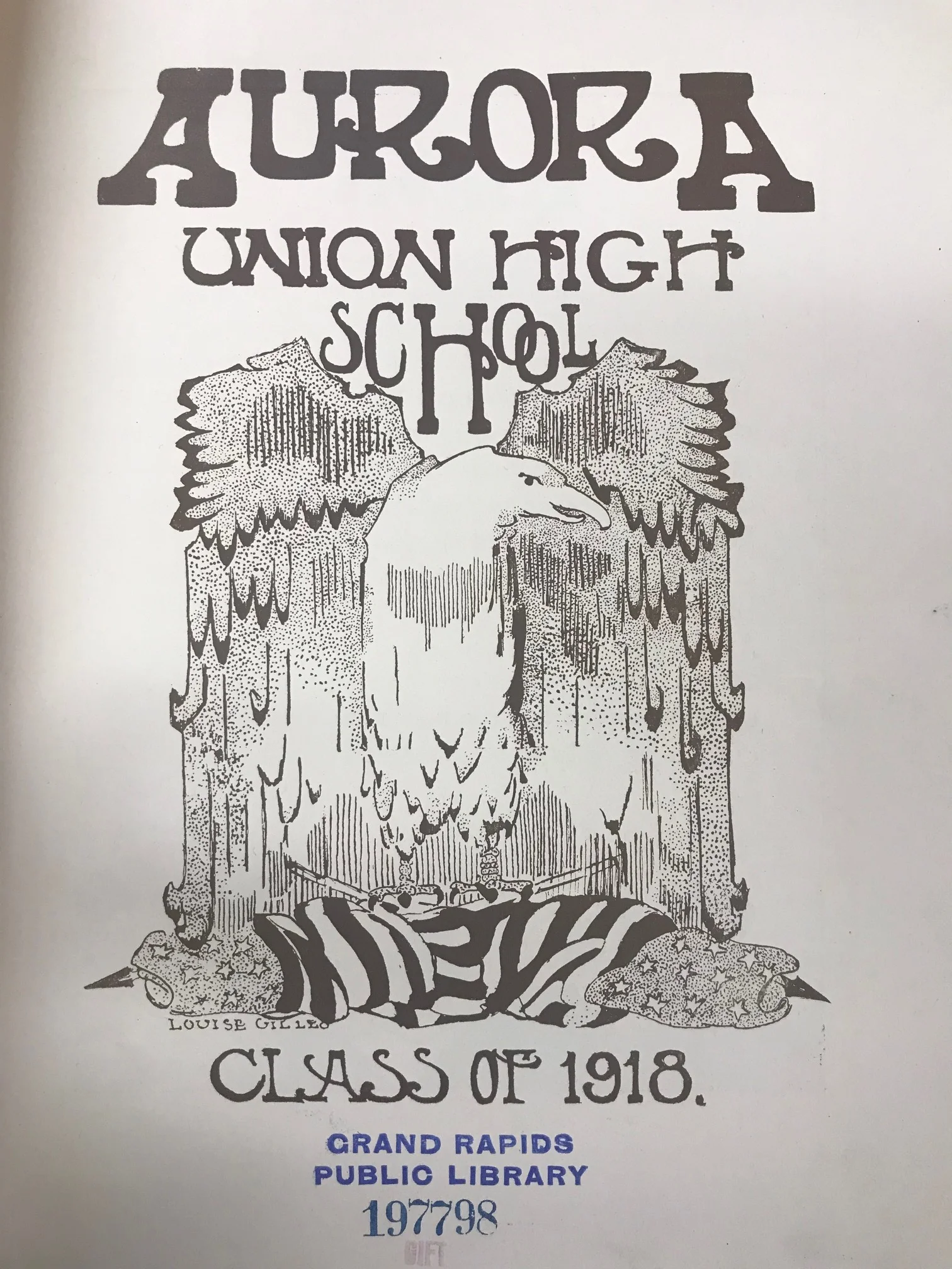 1918 Union High School Yearbook Illustration by Louise Gilleo. Courtesy History and Special Collections Department, Grand Rapids Public Library. Photograph by Pam VanderPloeg.