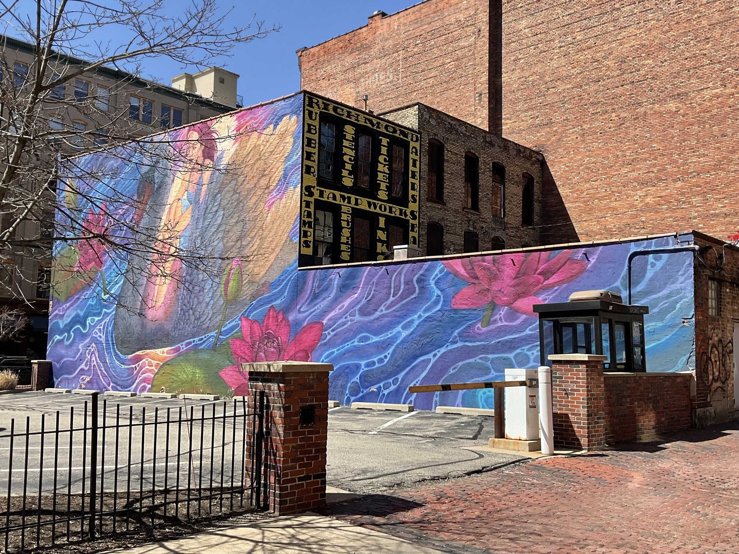 Mural by Natalie Rak 2019 Richmond Stamp Building on Ionia.