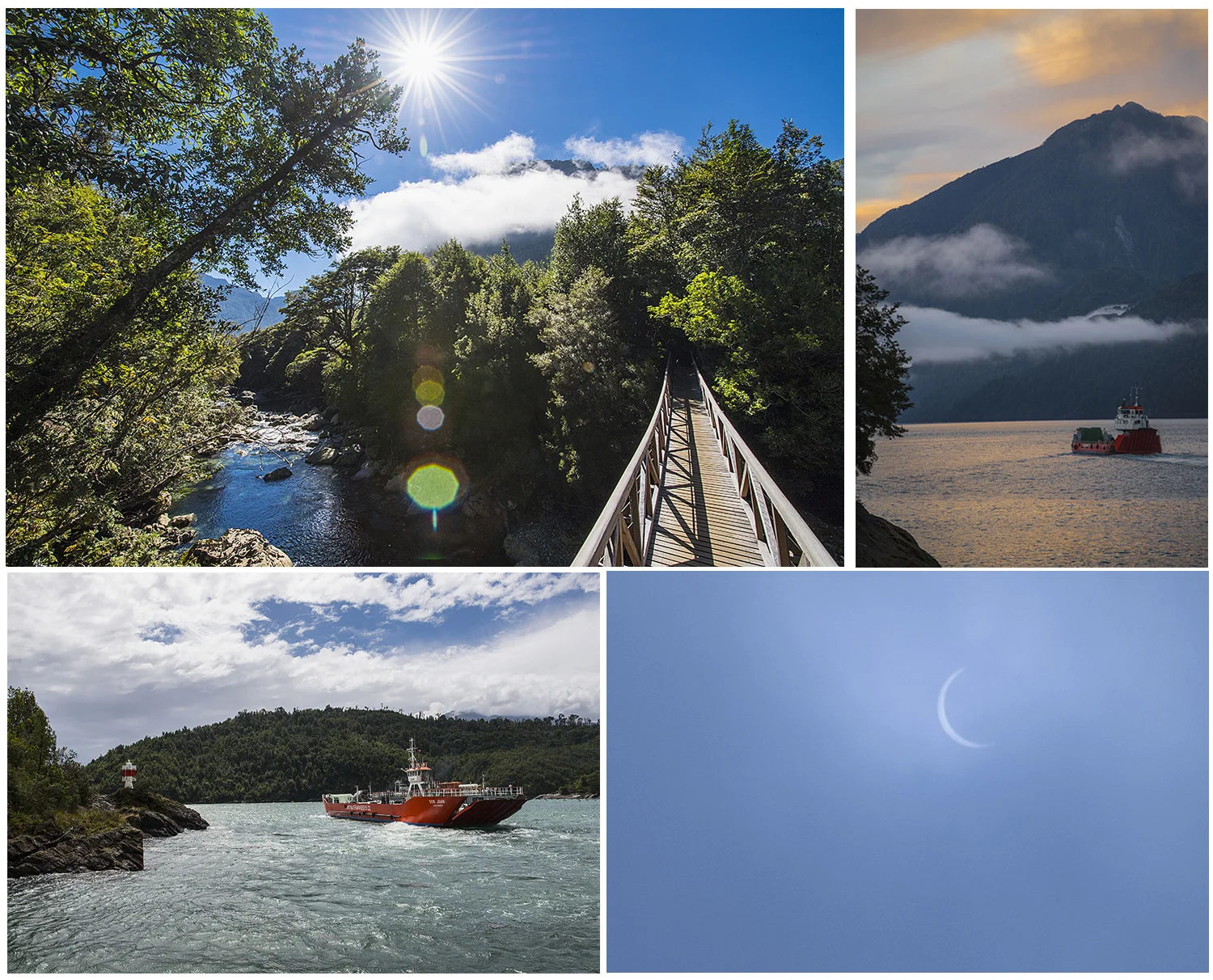 the ferries and our "surprise" solar eclipse