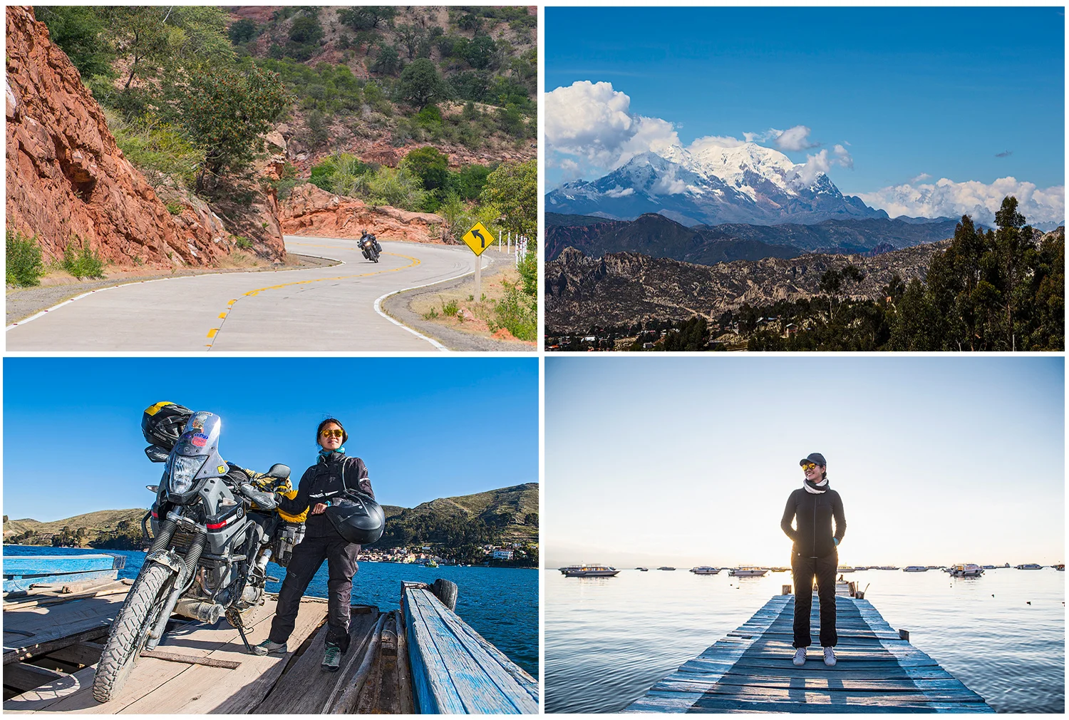 Pascal enjoying the turns and Siri the warm sun at the Titicaca lake