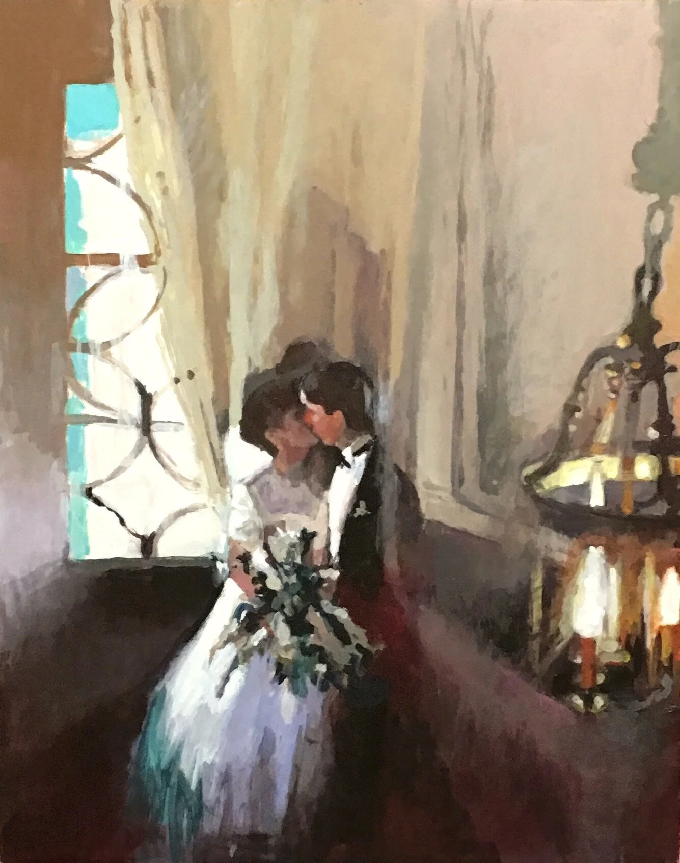 Patty and Greg - A 25th wedding anniversary present from a photo taken by a guest at the wedding. 20” x 16”