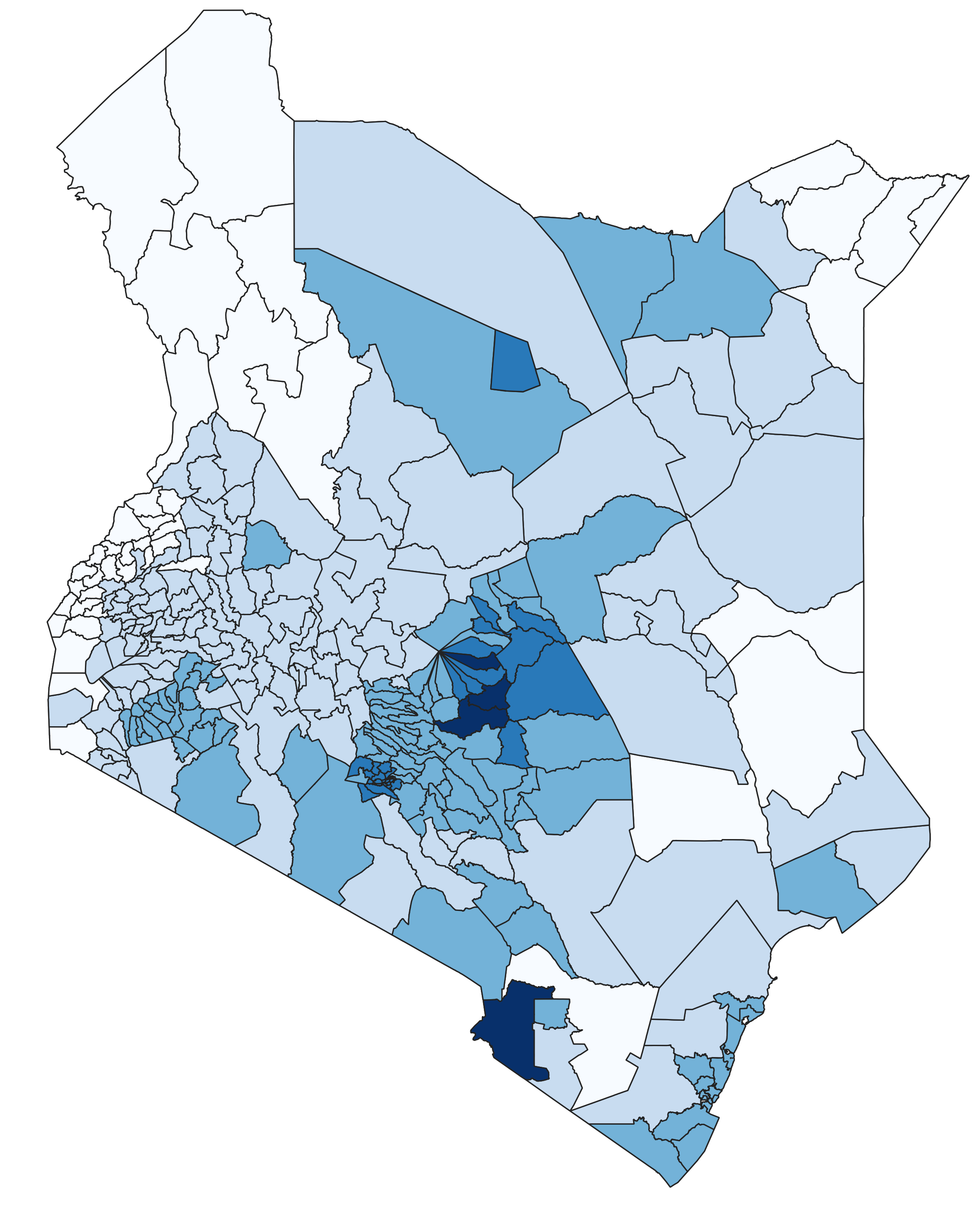 20-year standard deviation of precipitation levels in April, mapped at the constituency level