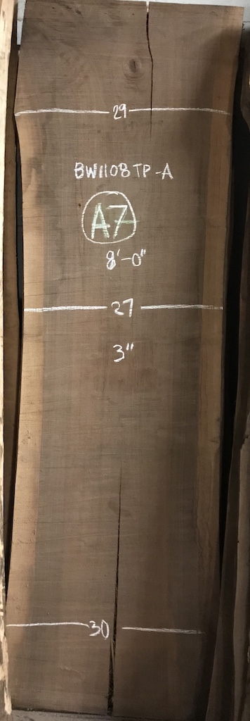 BW1108TPA-A7 8’-0” L x 28” W x 3” T 56 bf @ $25/bf $1400
