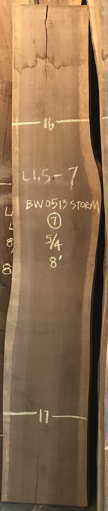 BW0513STORM-L1.5-7 8’-0” L x 16” W x 1.25” T 13.3 bf @ $20/bf $267