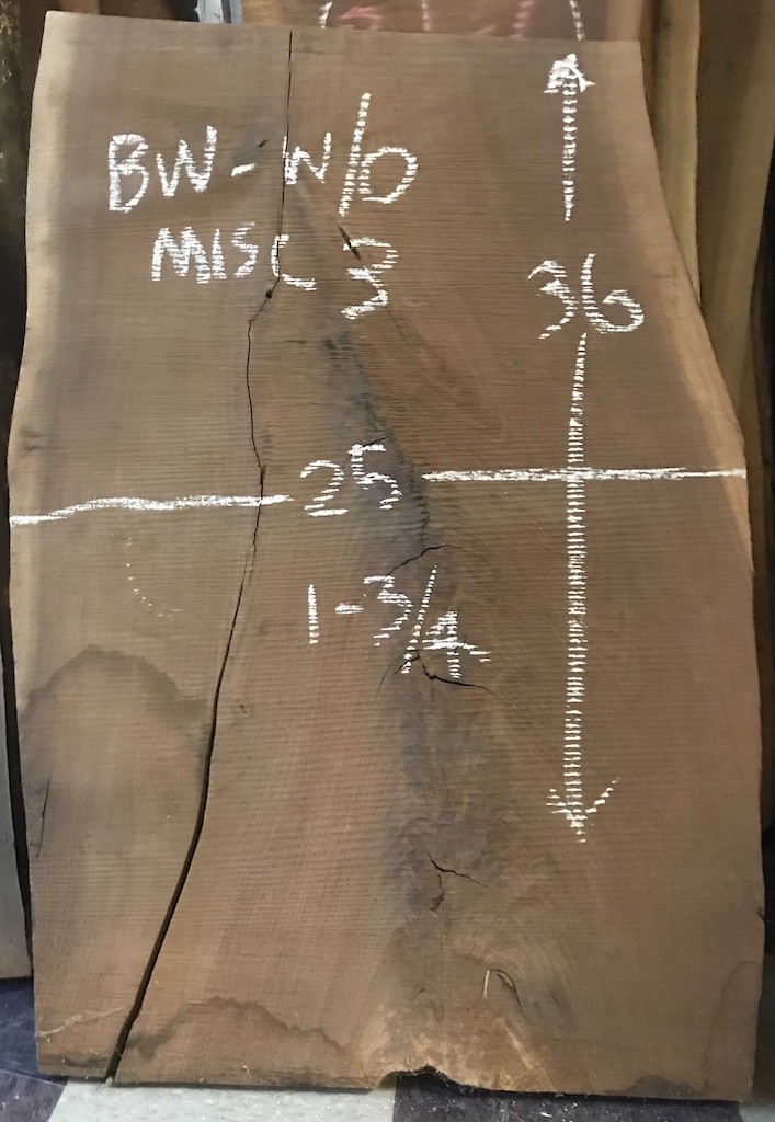 BWW/O-MISC3 3’-0” L x 25” W x 1-3/4” T 10.9 bf @ $20/bf $219