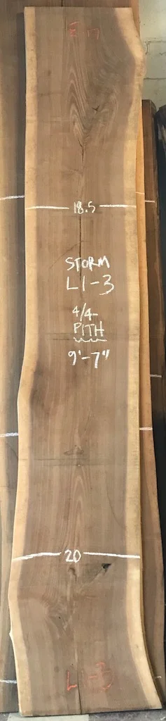 BWWO STORM L1-3 9’-7” L x 19” W x 1” T 15.2 bf @ $20/bf $303