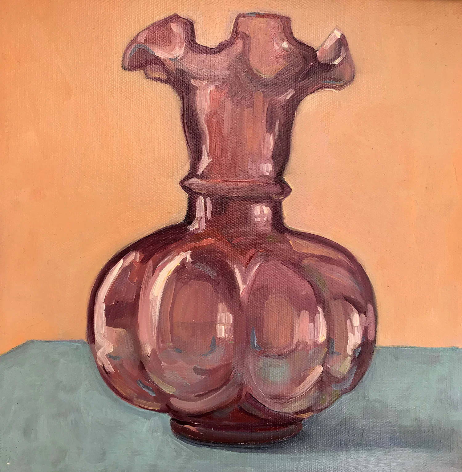 Cranberry Vase , oil on canvas, 10 x 10 in.