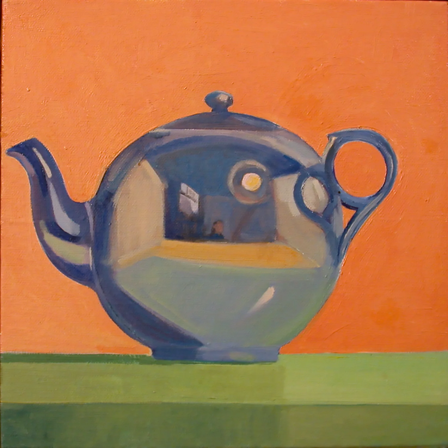 Blue Tea Pot, oil on canvas, 10 x 10 in.