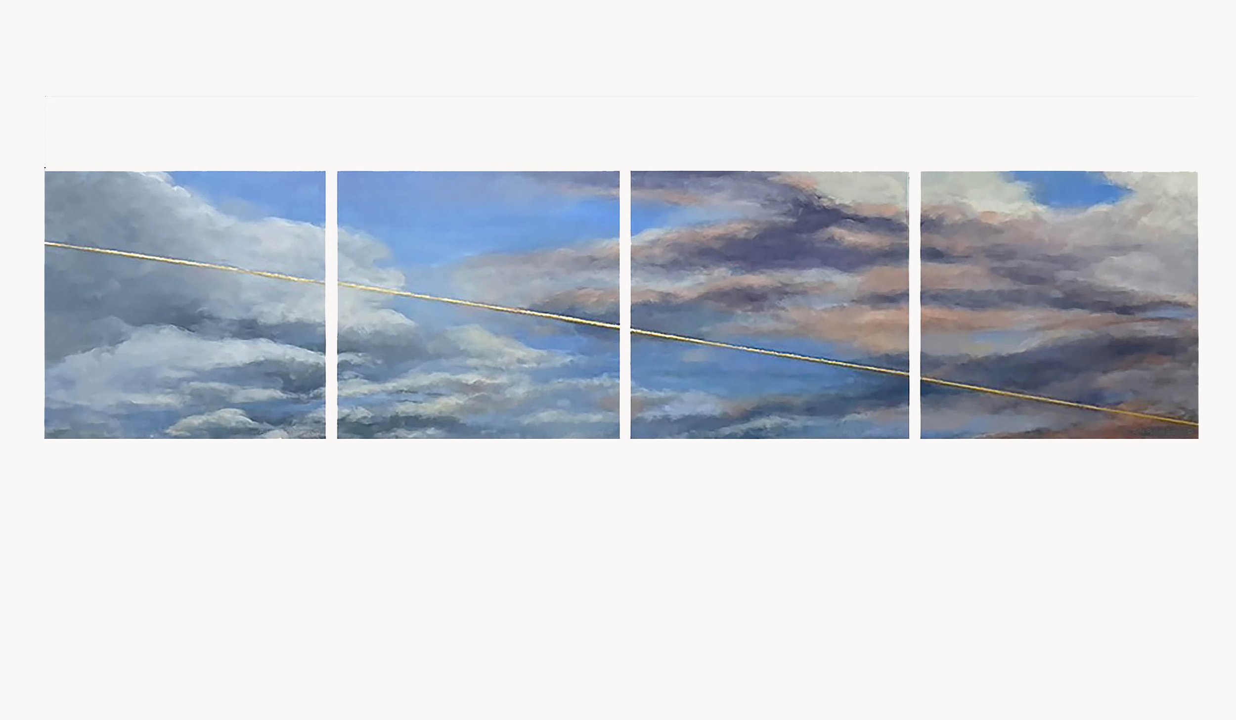  SKY LINE — 2022, oil on canvas with gold leaf, polyptych 20 x 80” 