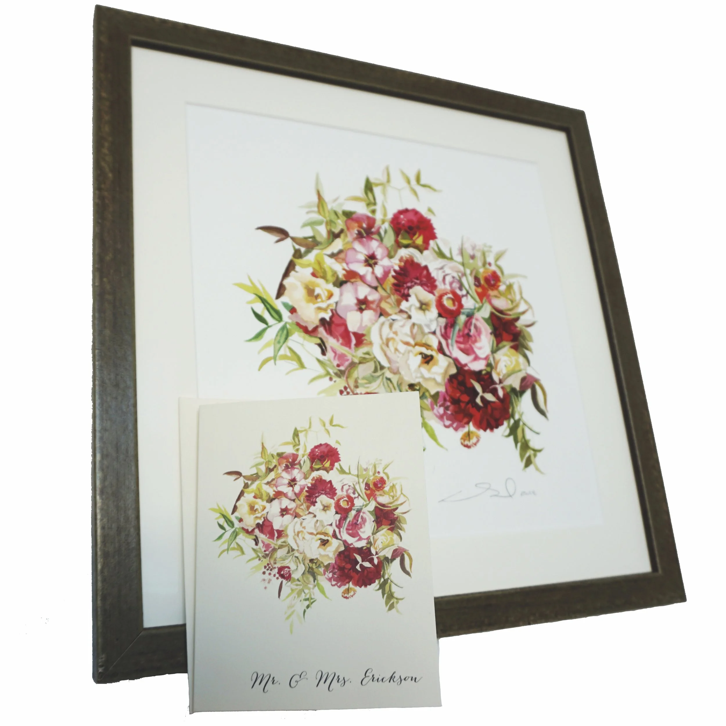 Custom Bridal Bouquet painting + stationery