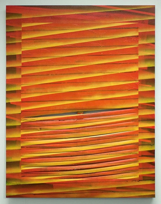 Untitled Acrylic, enamel, spray paint, silicon caulk on canvas 65 x 50 in 2011