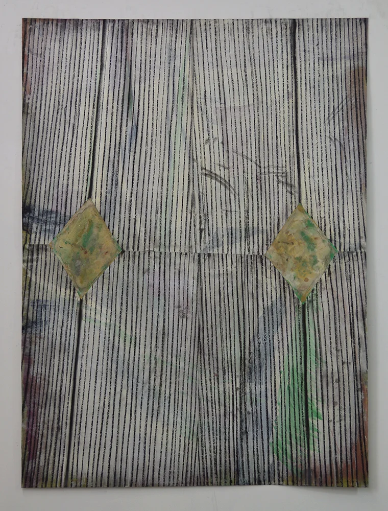 Untitled Acrylic, charcoal, fabric on canvas. 64 x 48 in. 2016