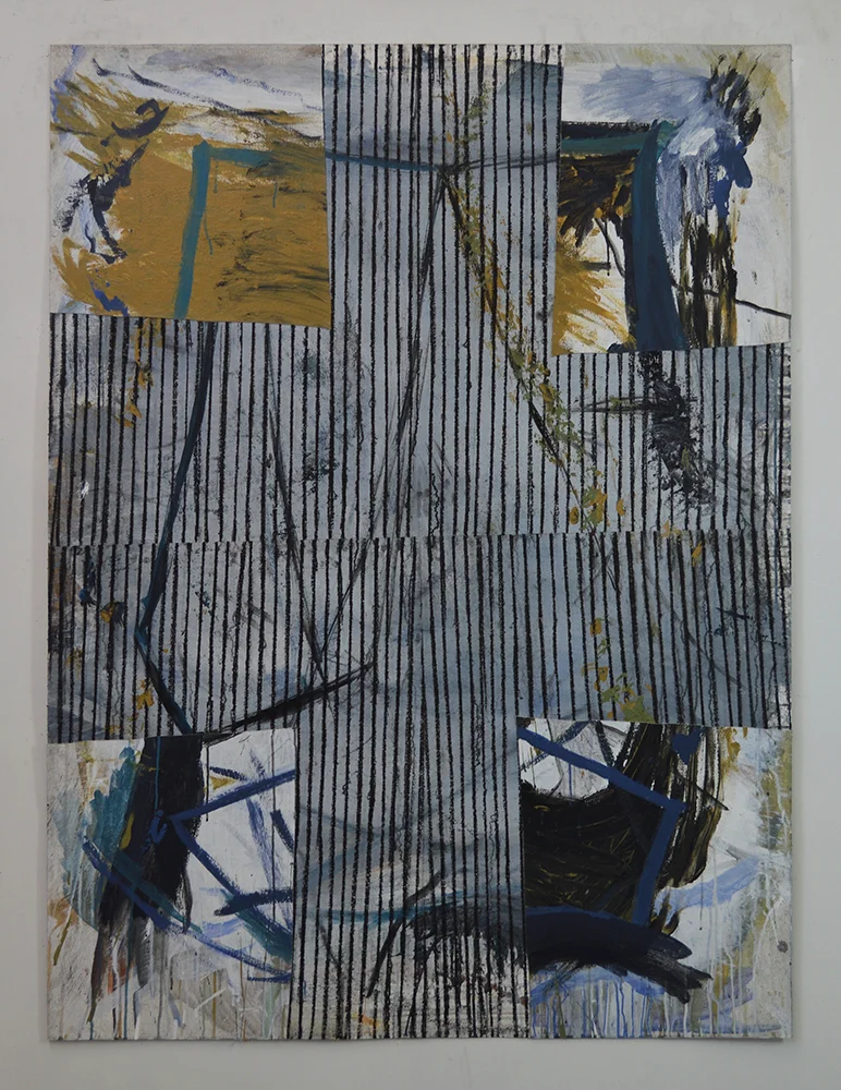 Untitled Acrylic, charcoal, canvas on canvas. 64 x 48 in 2017
