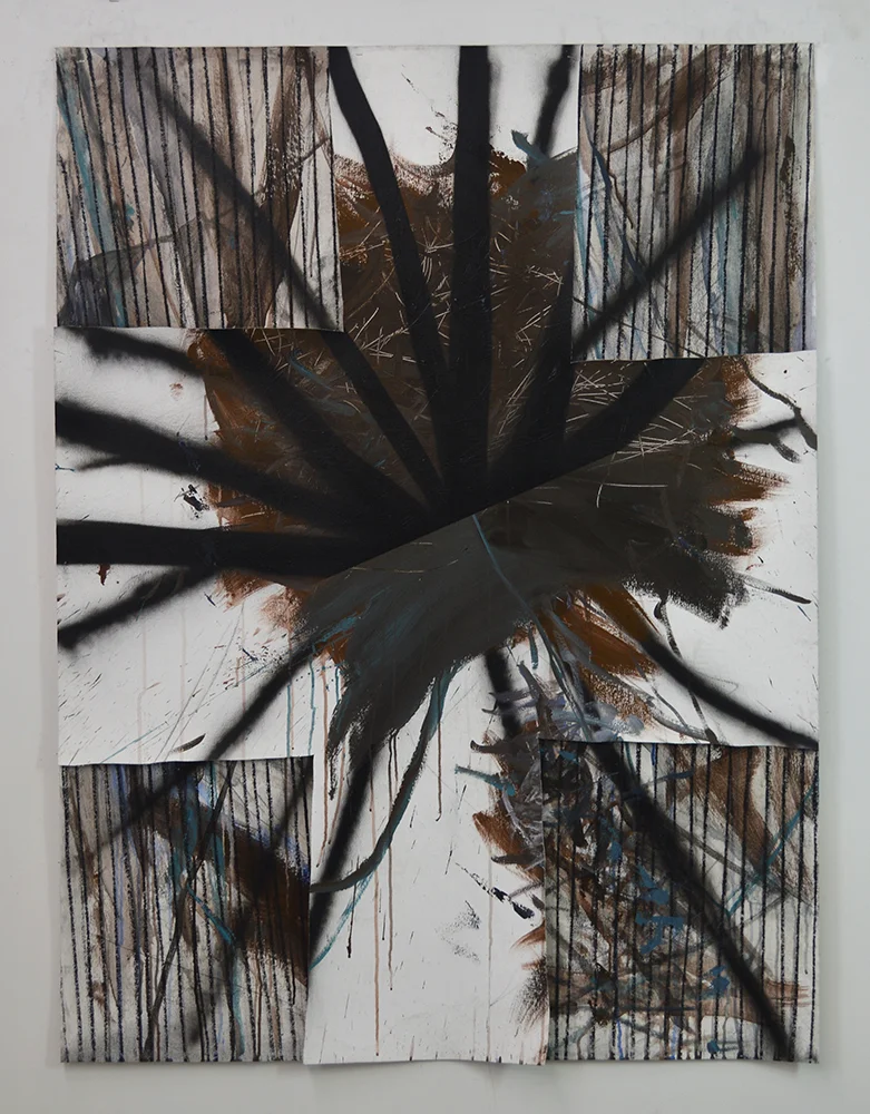 Untitled Acrylic, charcoal, canvas on canvas. 64 x 48 in 2017