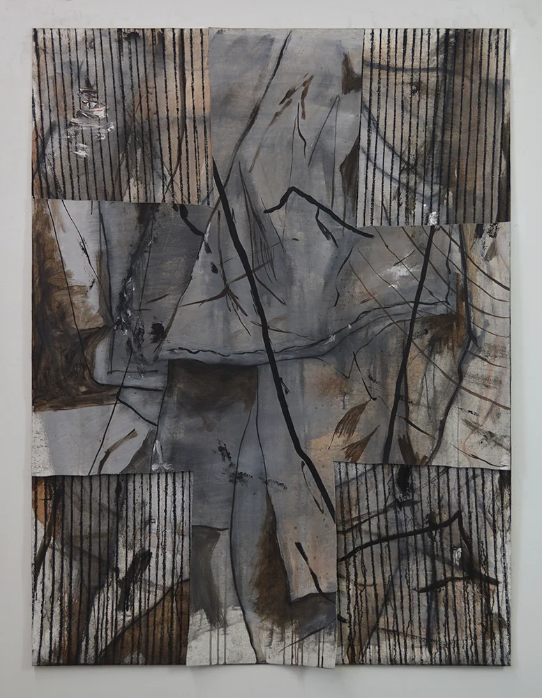 Untitled Acrylic, charcoal, canvas on canvas. 64 x 48 in 2017