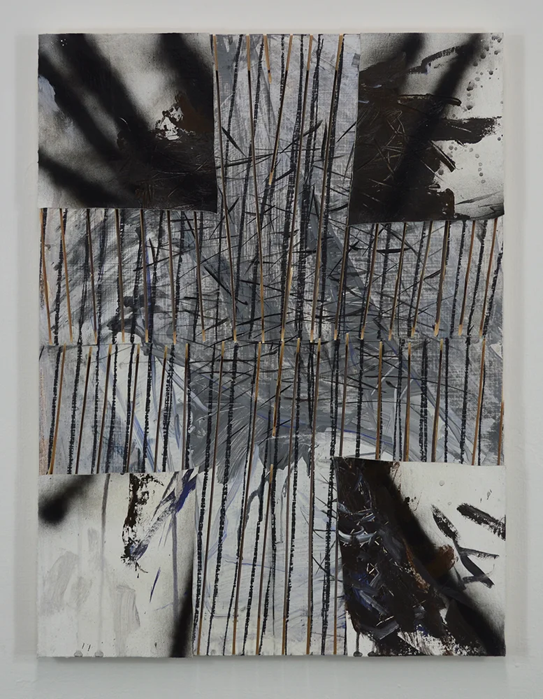 Untitled Acrylic, charcoal, spray paint, canvas on panel. 24 x 18 in. 2017