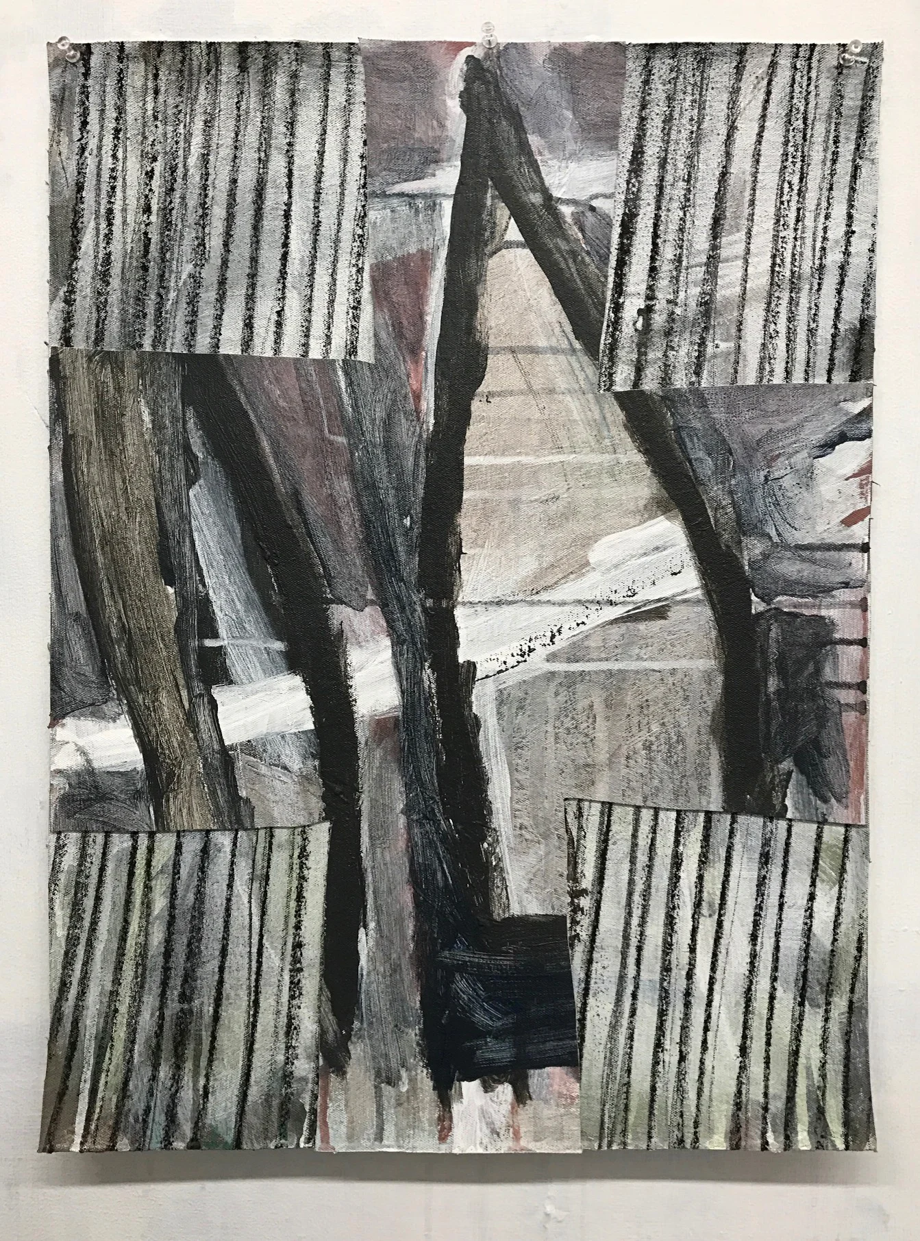 Untitled Acrylic, charcoal, canvas on canvas. 24 x 18 in. 2017