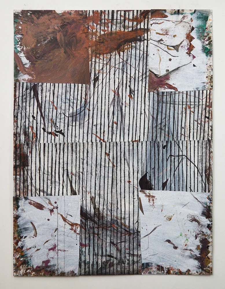 Untitled Acrylic, charcoal, canvas on canvas 64 x 48 in 2018