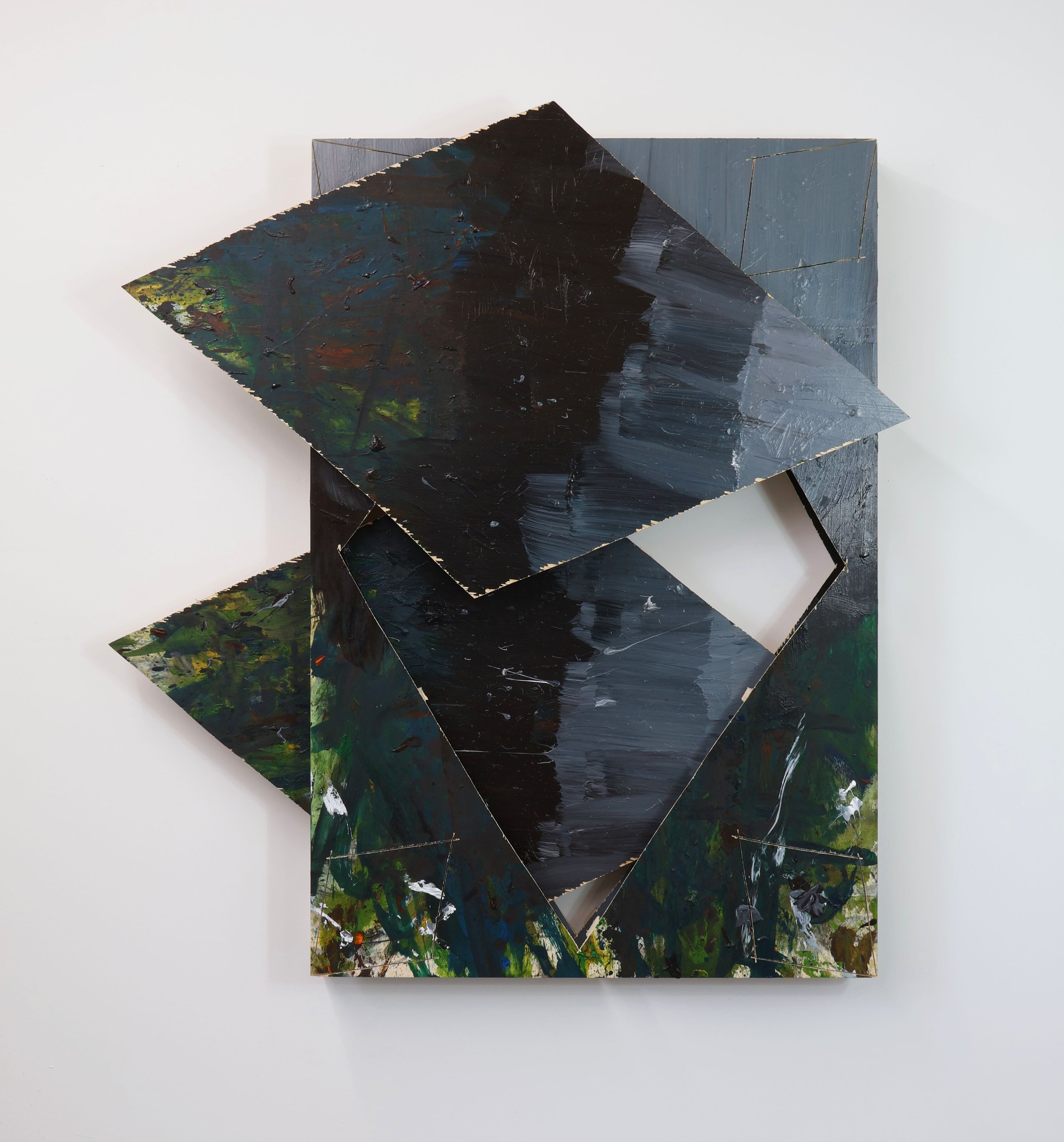 Untitled Acrylic, charcoal, graphite pencil, wood panel on wood panel. 62 × 56 × 5 in, multiple panels. 2024