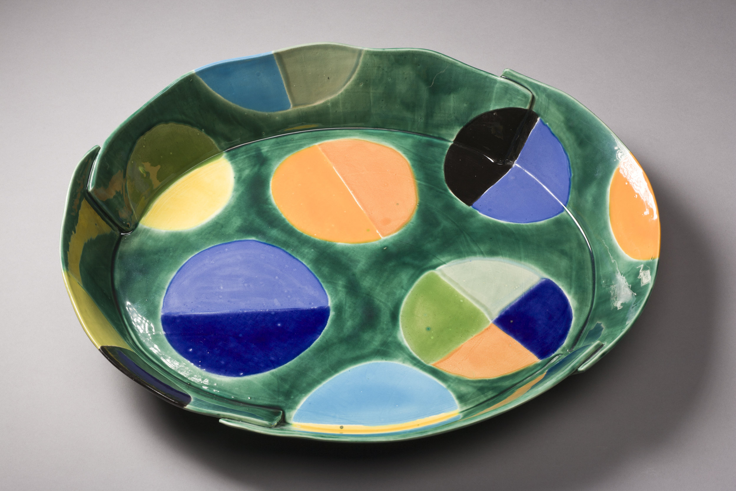 Green Platter With Circles
