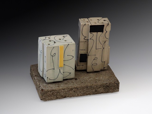 2 Vases on Cement Base