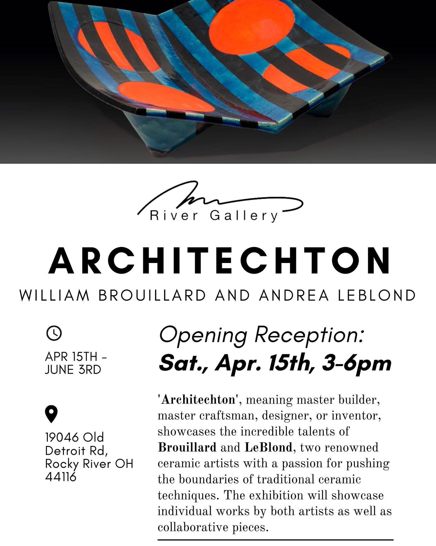 Don&rsquo;t miss this beautiful ceramic show of William Brouillard and Andrea LeBlond,at River Gallery, Rocky River,Ohio. In-person and online#williamBrouillard#Andrealebond#ceramics#handbuilt#majolica#porcelain#cleveland