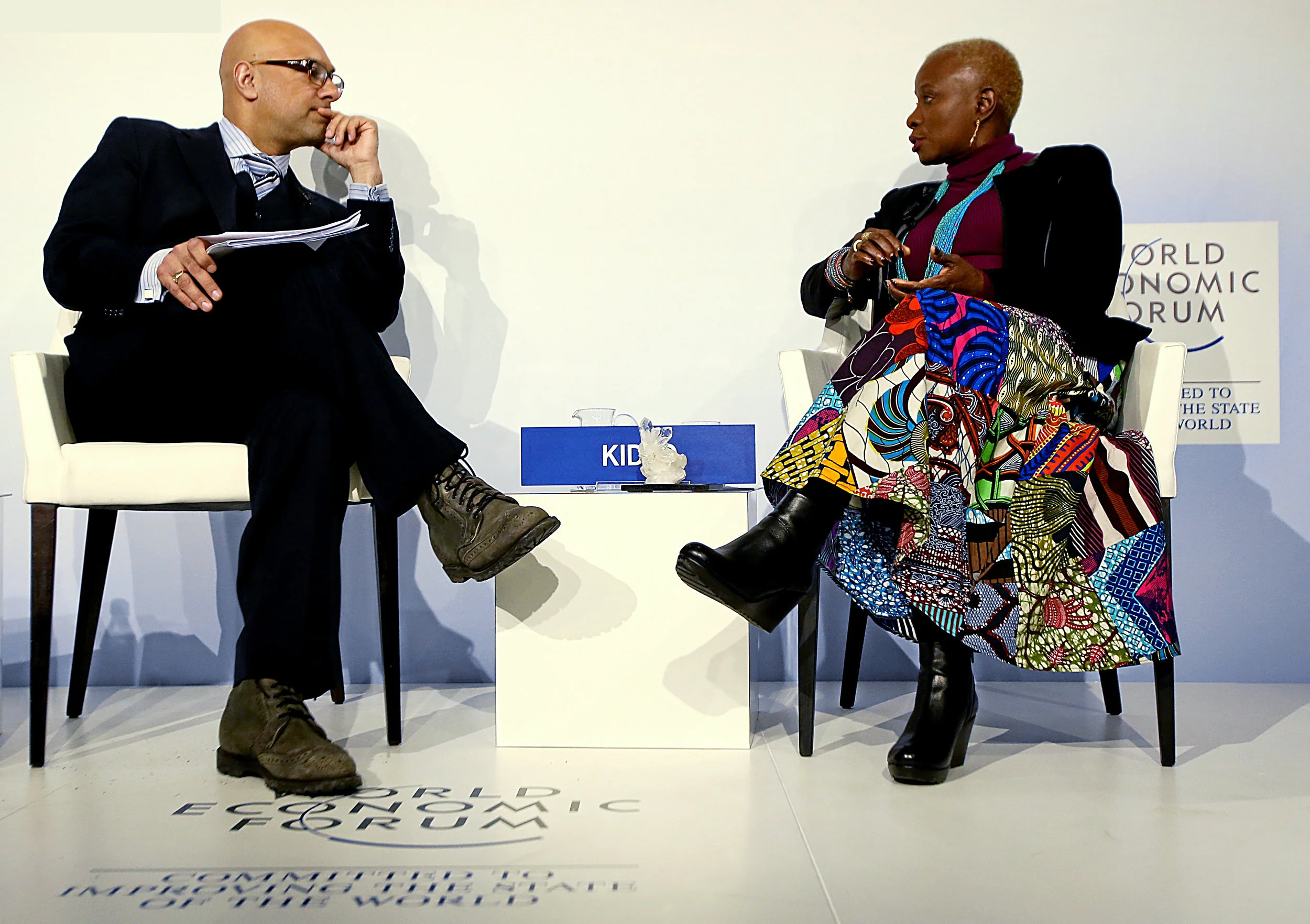 Angelique receives the Crystal Award from the World Economic Forum in Davos