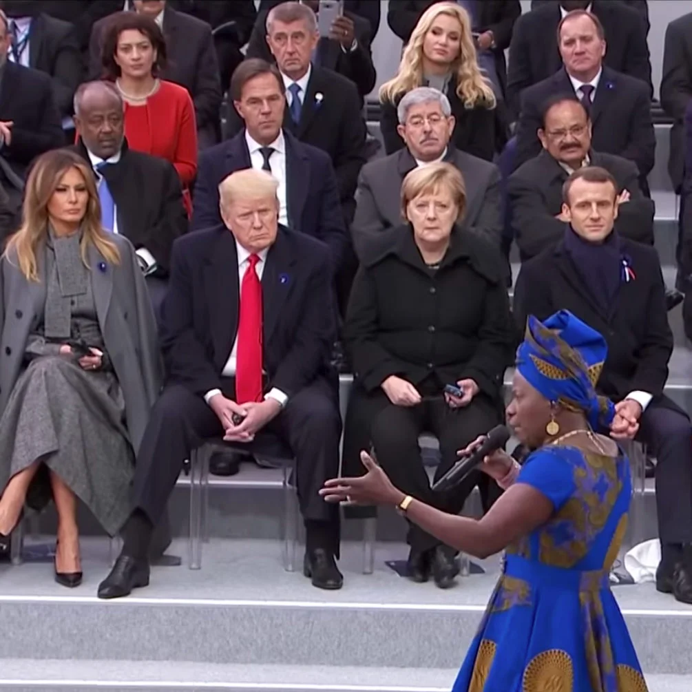 Angelique sings under Paris Arc De Triomphe in front of the world leaders to commemorate WW1 centennial.