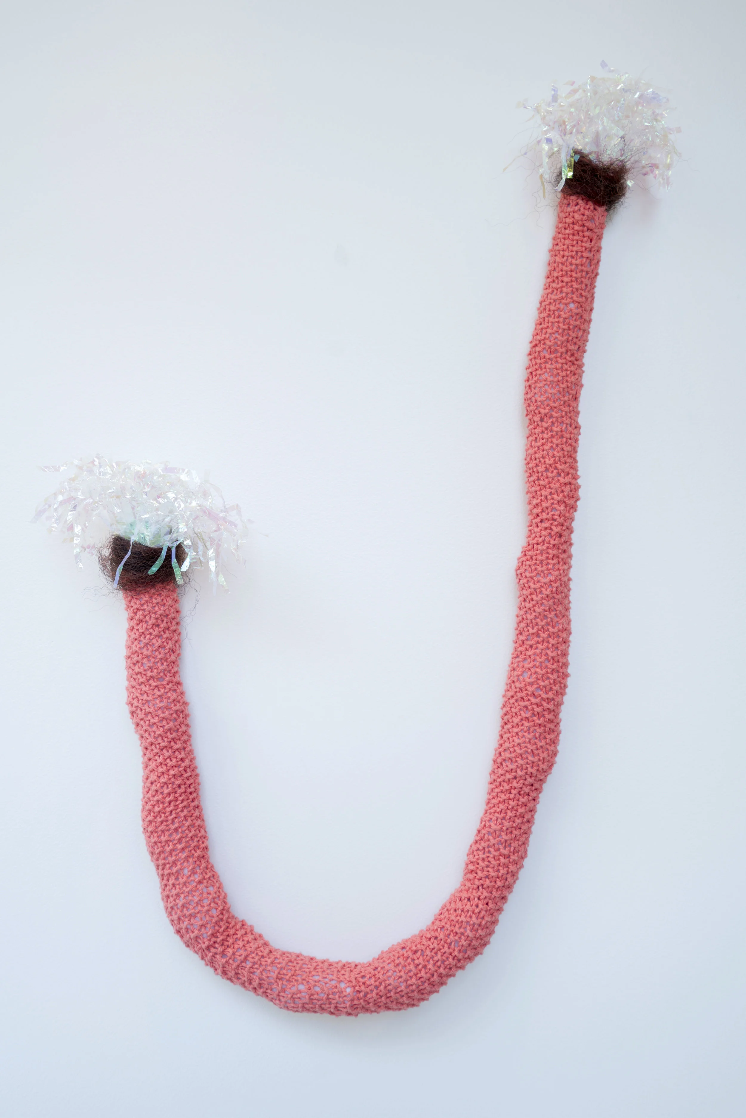 Sparklers 2016 Knit yarn, acrylic stuffing, synthetic hair, iridescent cellophane. 36" x 18"