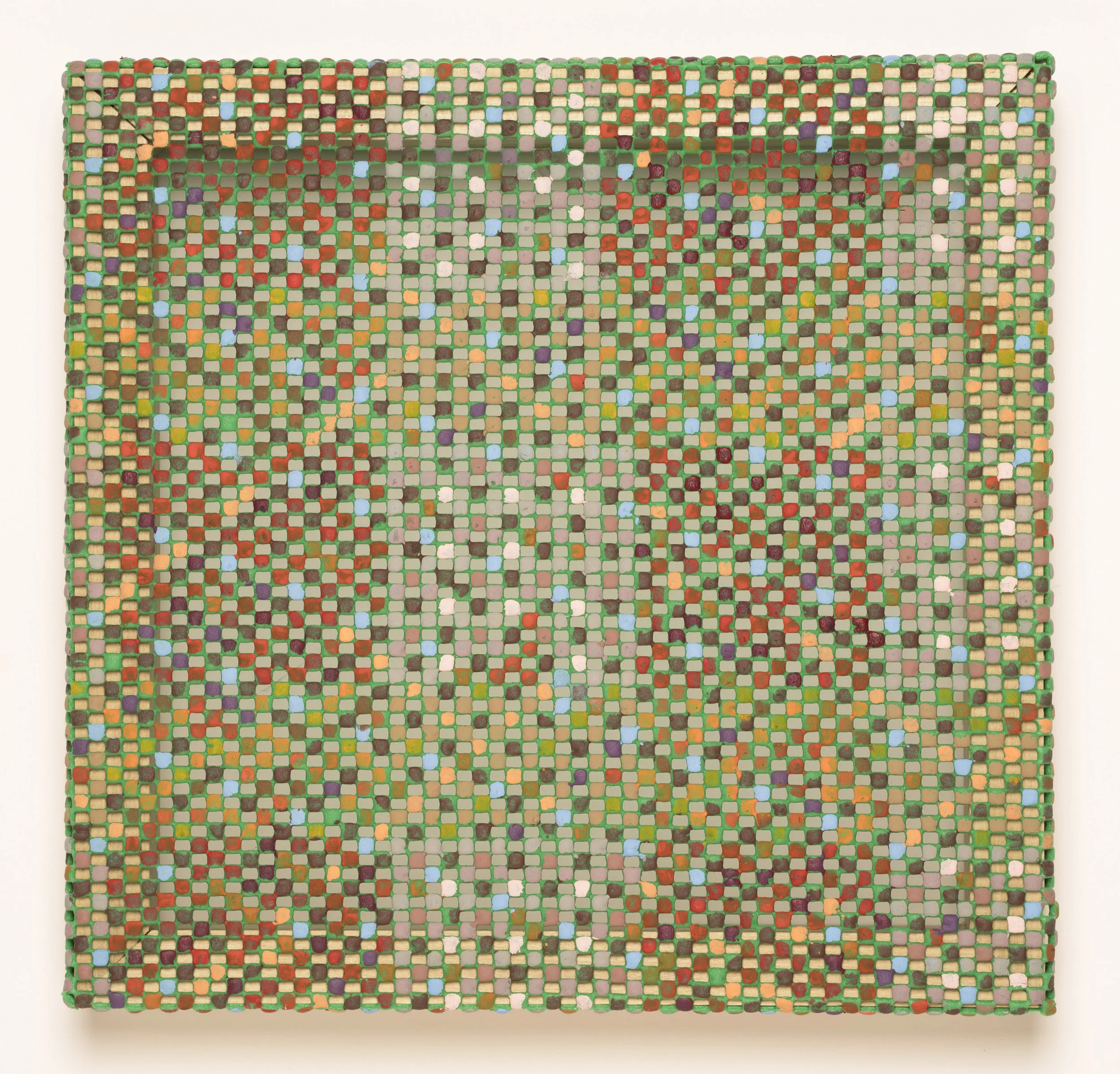 Plied/Plaid 2017 Acrylic paint, plush rug pad 12" x 12”