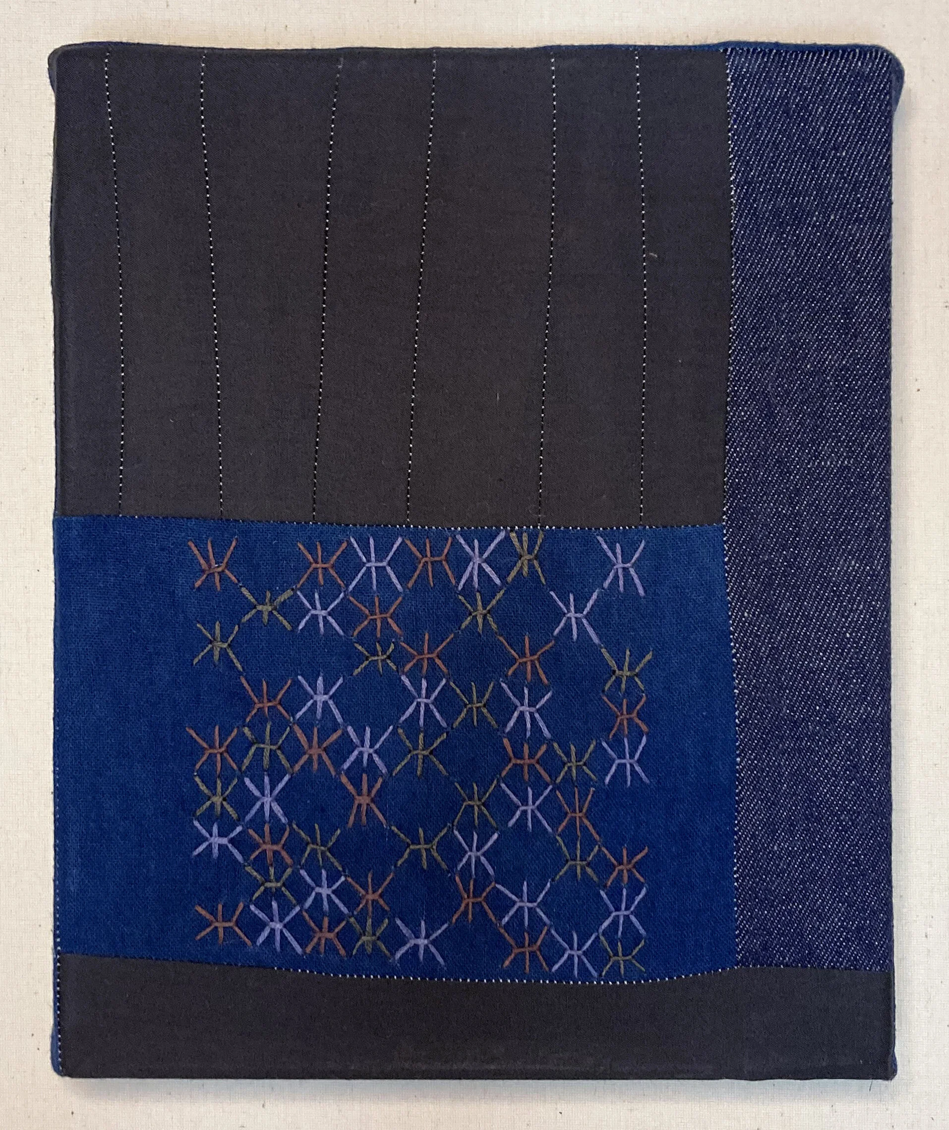   Bundled   Poplin, linen, denim, indigo, embroidery thread.  8” x 10”  2021 