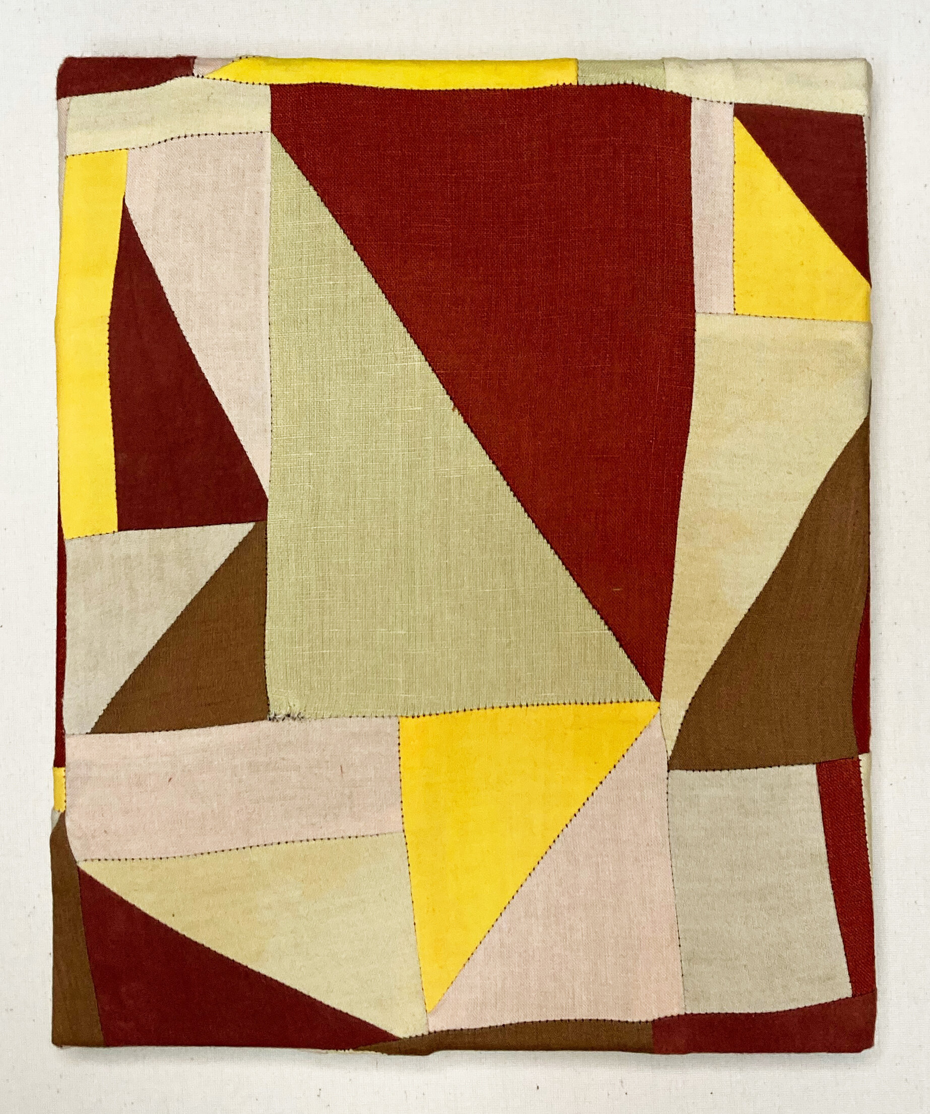   Cliff Shadow   Muslin, poplin, linen, madder, marigold.  10” x 12”  2021 