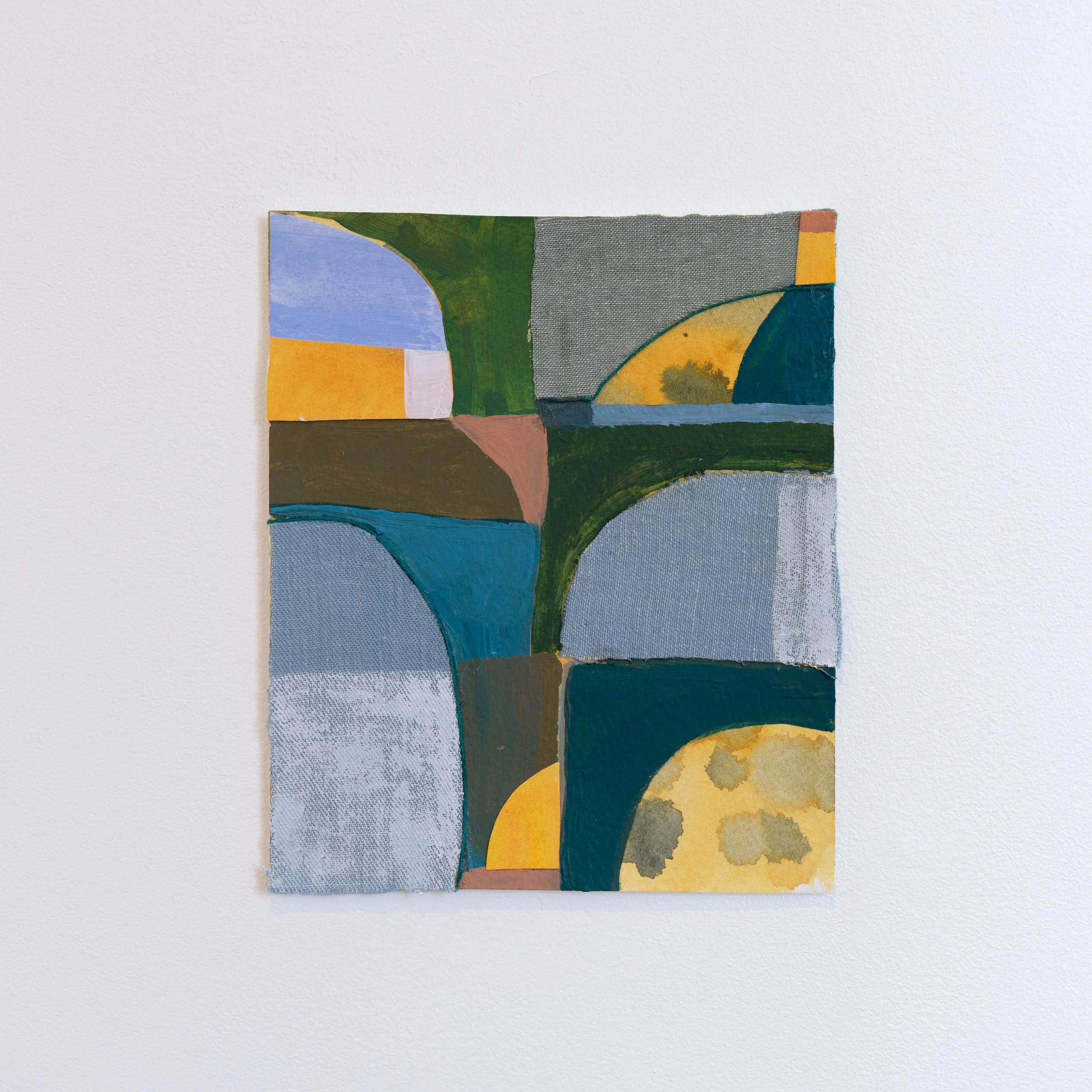   In the Glen   Watercolor paint, acrylic paint, cotton-linen fabric, canvas, chambray, watercolor paper.&nbsp;  2023  Photo: Jay Stern 