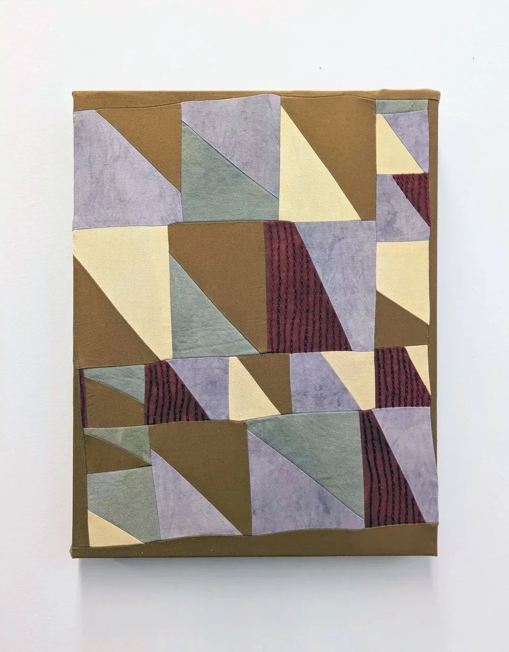   Bluffs   Poplin, canvas, logwood, marigold, iron mordant, cotton embroidery floss.&nbsp;  14” x 18”  2024 
