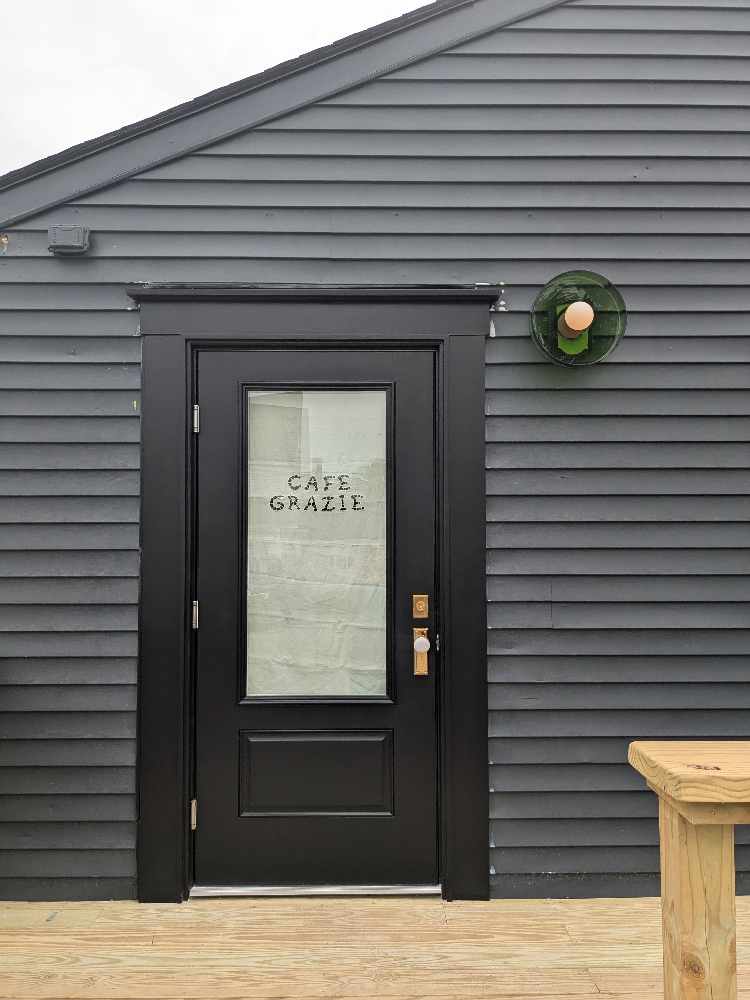  Italian Cutwork embroidered curtain for Cafe Grazie in Rockland, ME.   