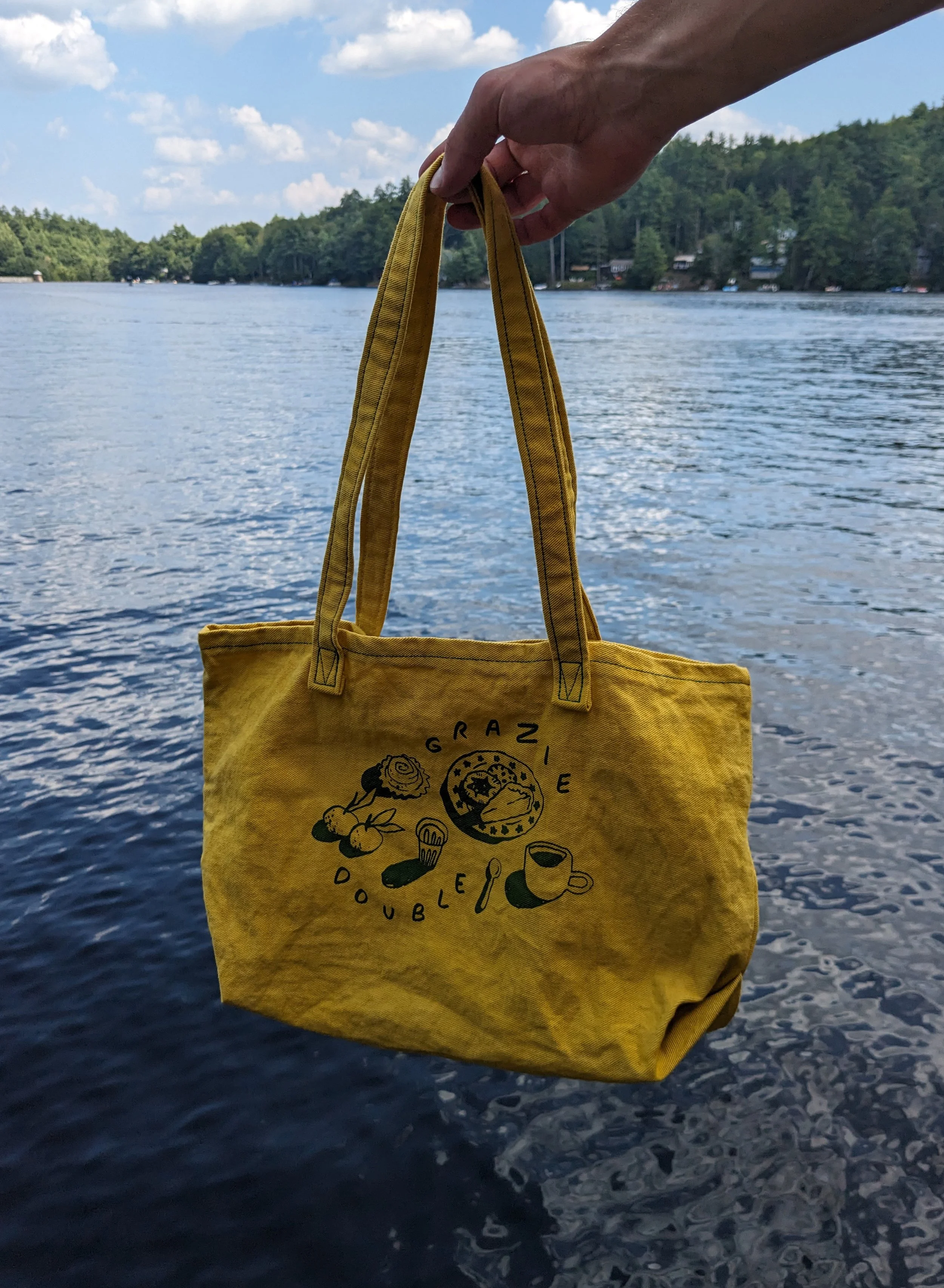  Double Grazie tote dyed with goldenrod.  