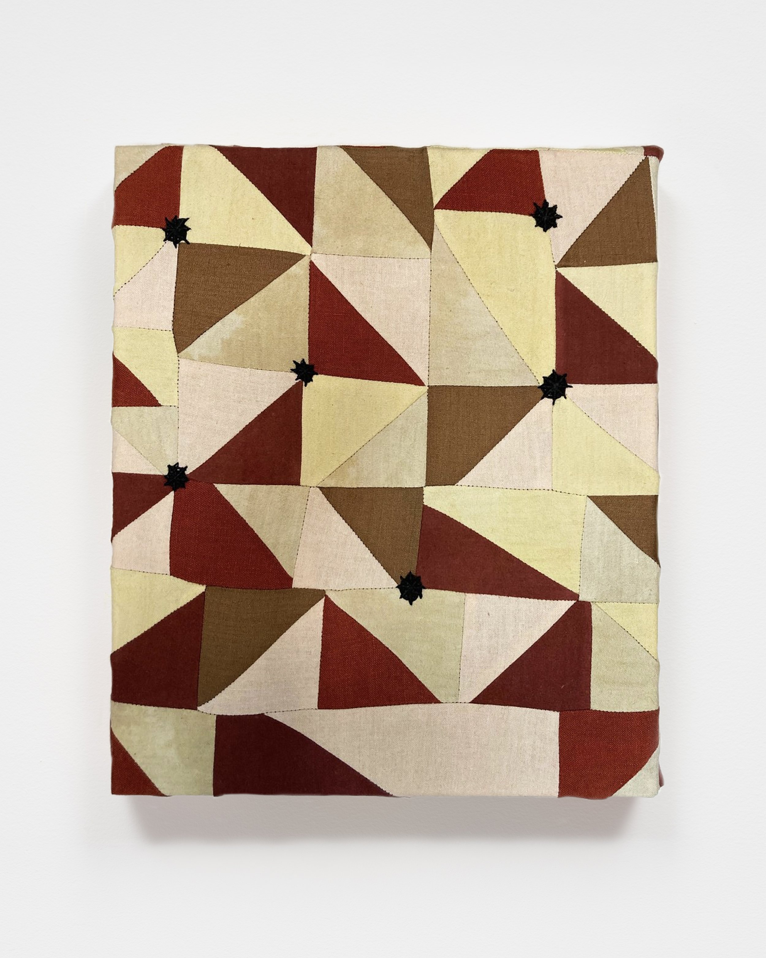   Pinpoint   Muslin, poplin, linen, madder, marigold, onion skin, embroidery thread.  10” x 12”  2021 