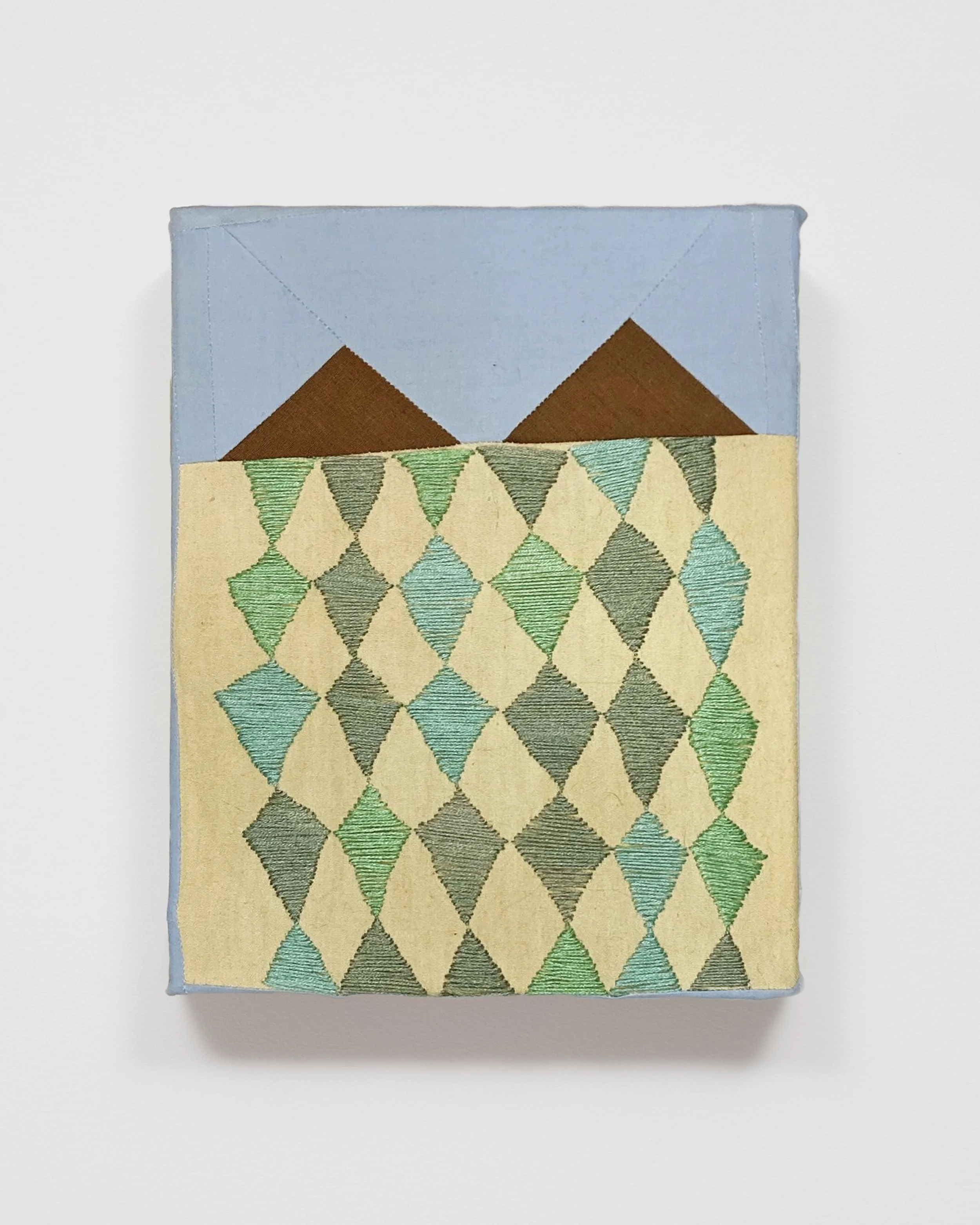   Twins   Muslin, poplin, marigold, embroidery thread.  8” x 10”  2021 