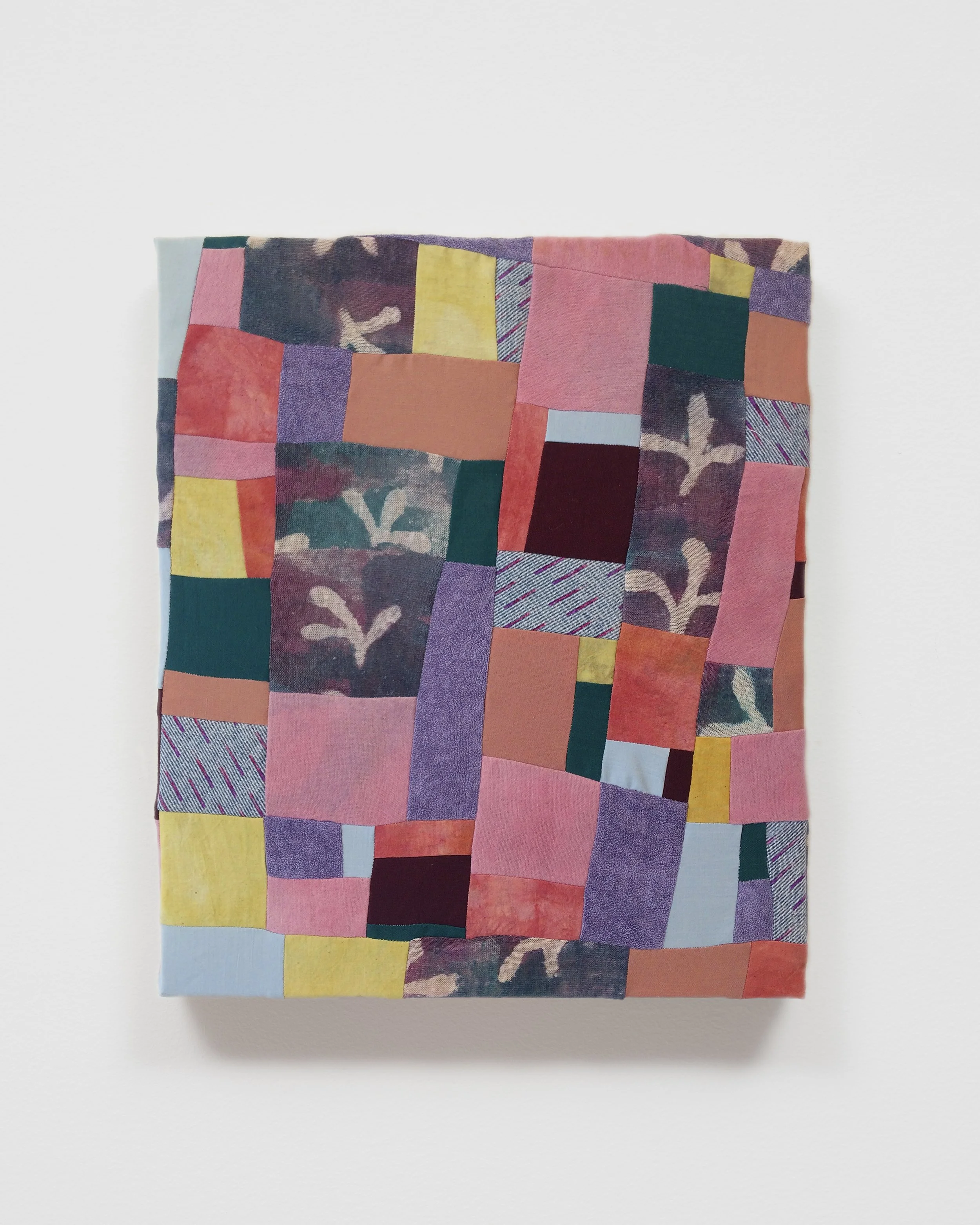   Winter Pruning   Cotton fabric, turmeric, cochineal, madder, dye, acrylic paint, resist, synthetic fabric.  12" x 14"  2017 