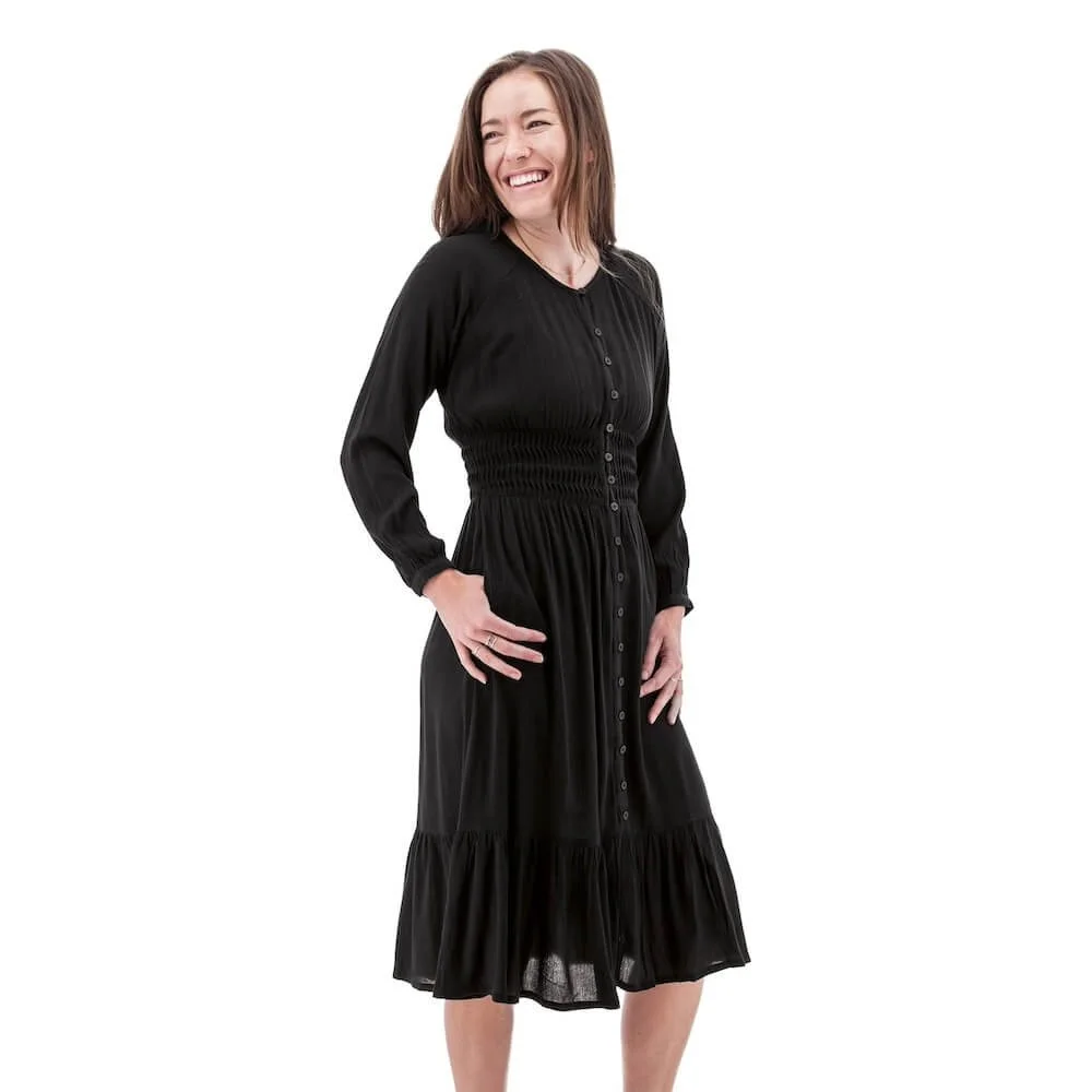 classy black smocked dress