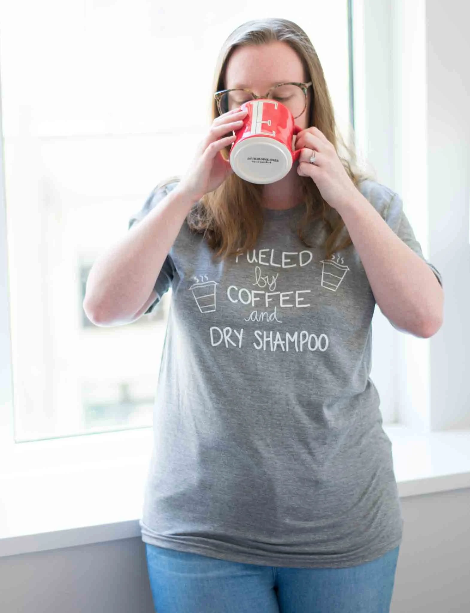 emily drinking organic coffee