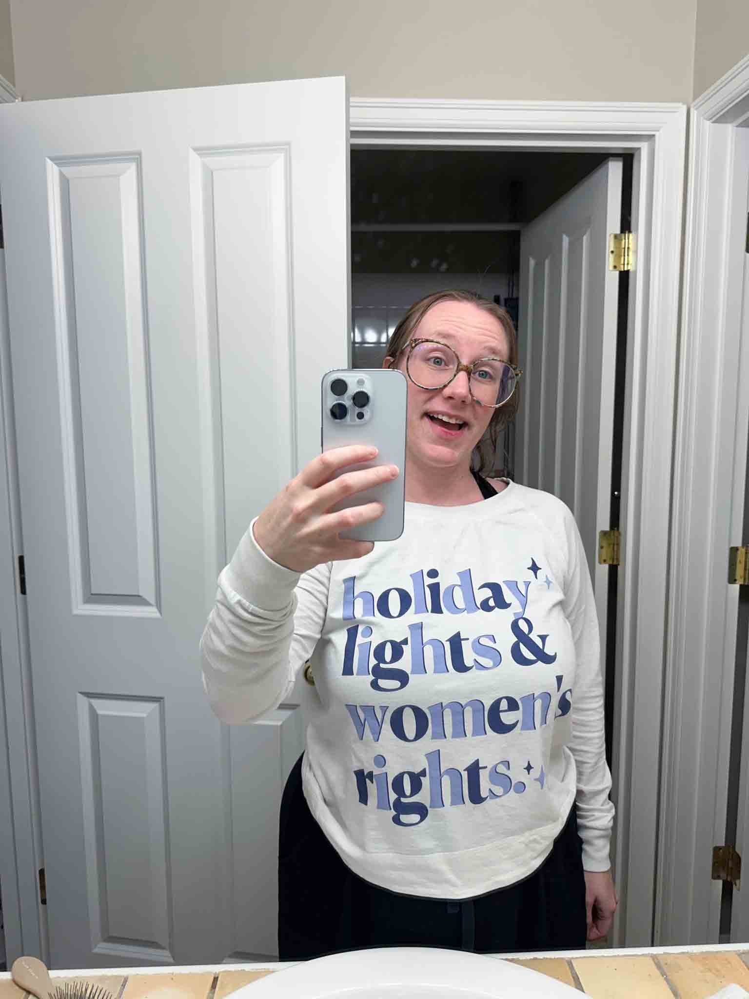 holiday lights and women's rights t-shirt