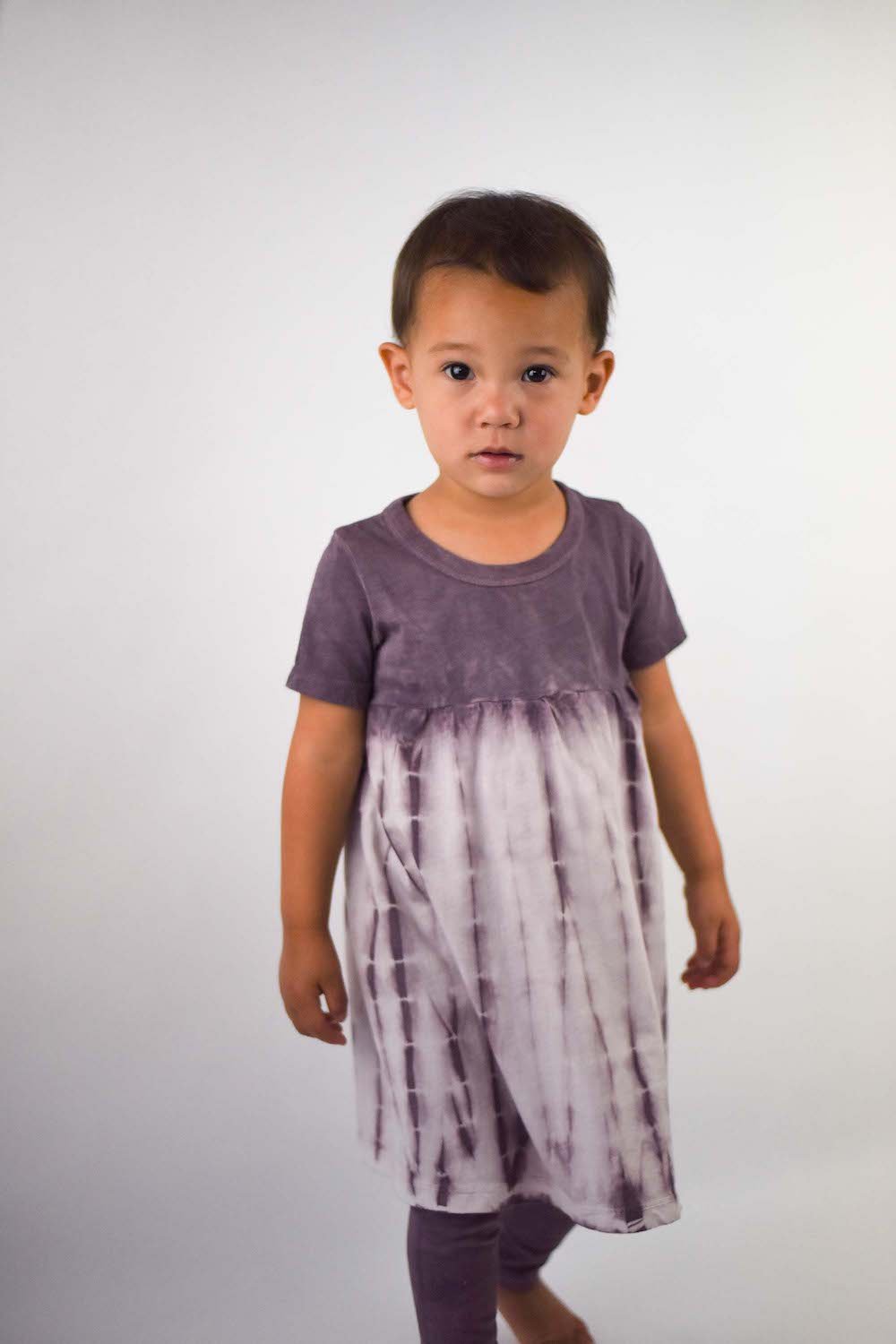 Violet Purple, 6-12 GOTS Certified Liniche Baby 100% Organic Cotton Floral Dress