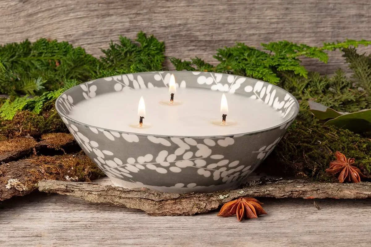soy wax candle upcycled into soup bowl