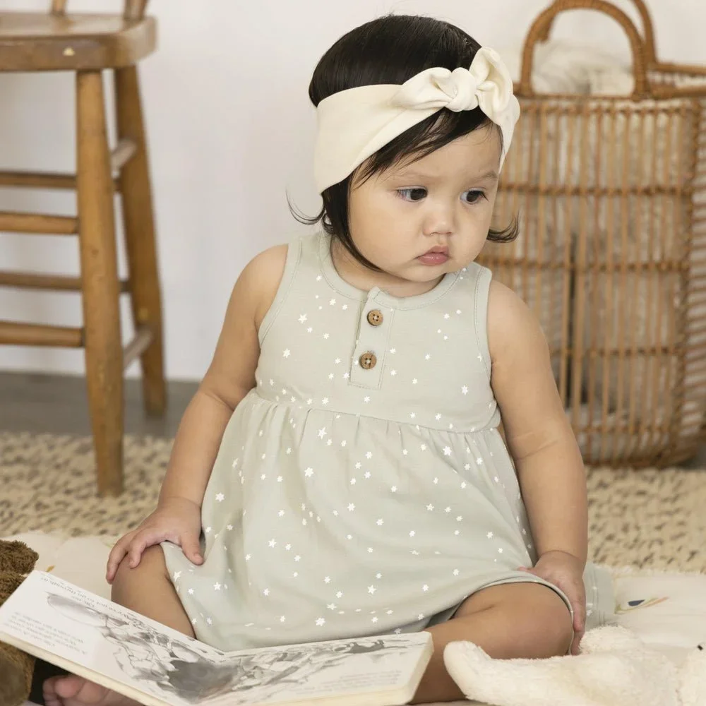 neutral minimalist organic cotton baby dress