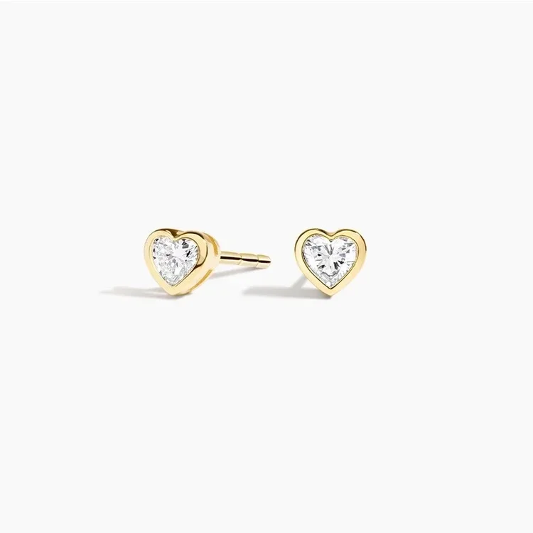 cute heart earrings with lab grown diamonds