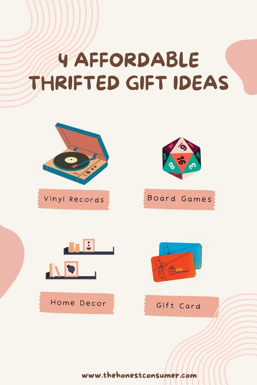 4 affordable thrifted gift ideas infographic