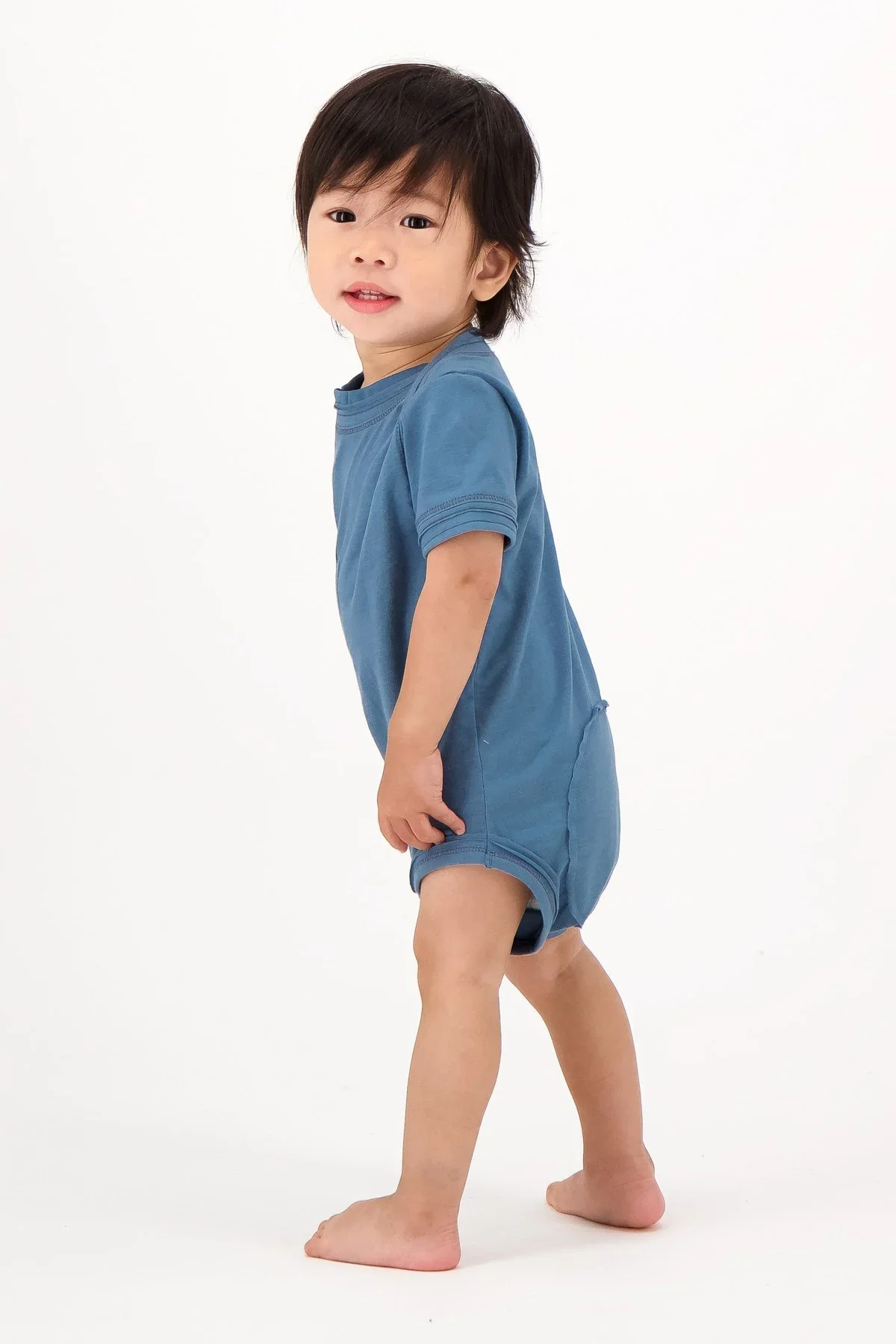 organic cotton blue onesie for baby